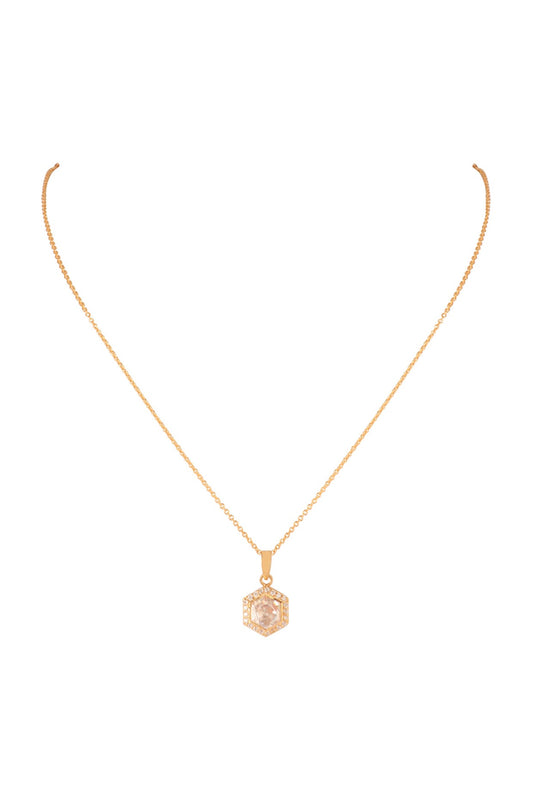 Gold Finish Moissanite Polki Pendant Necklace In Sterling Silver