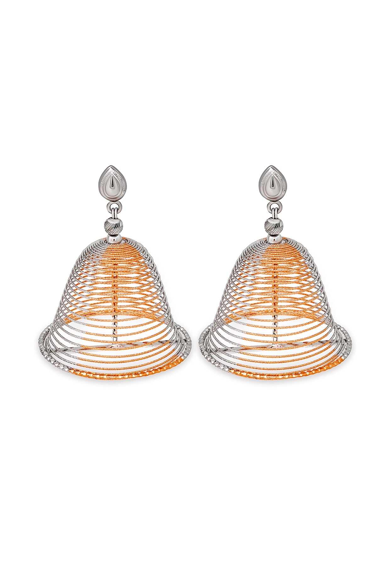 Rose Gold Finish Jhumka Earrings In Sterling Silver