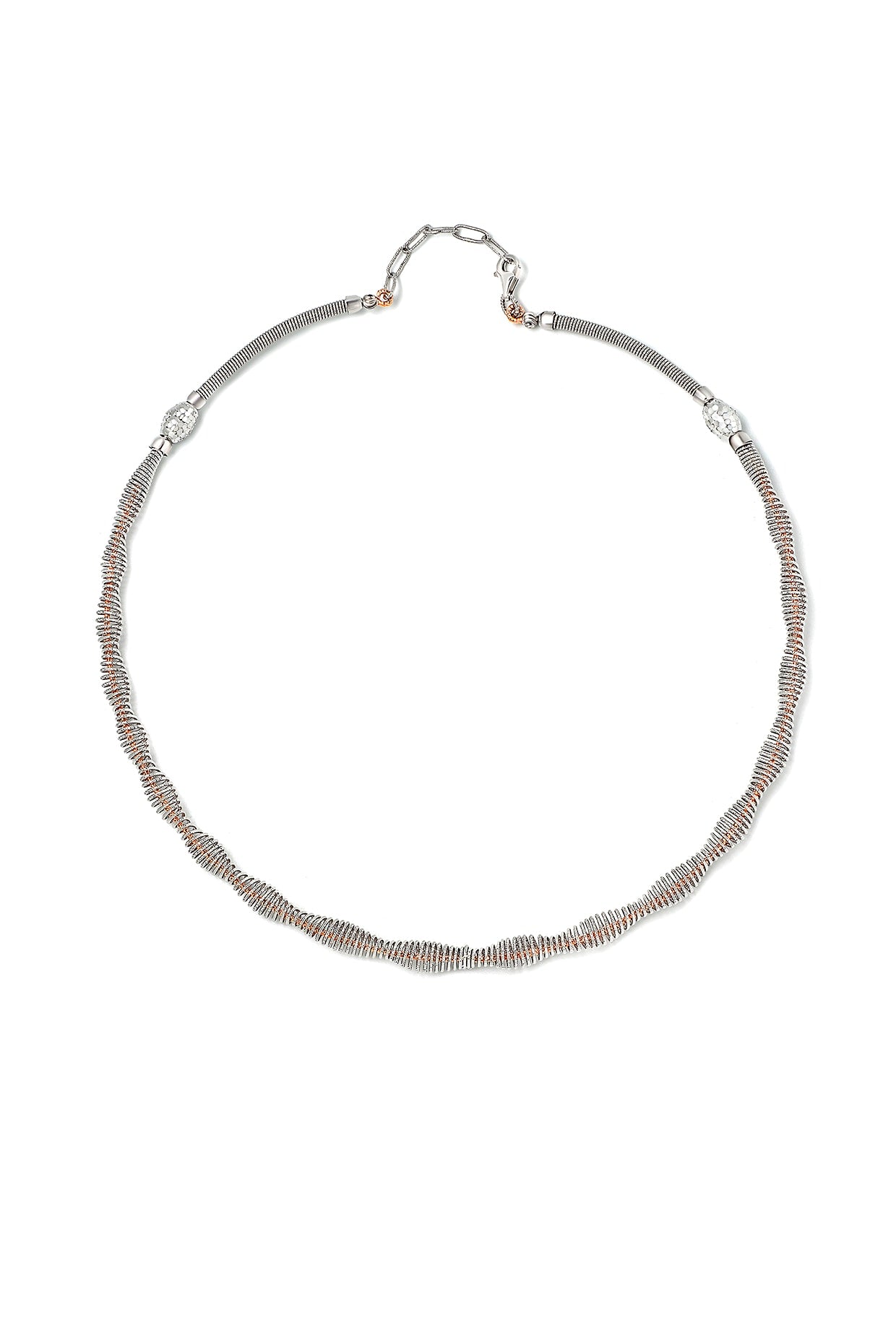 Two-Tone Finish Cubic Zirconia Necklace In Sterling Silver