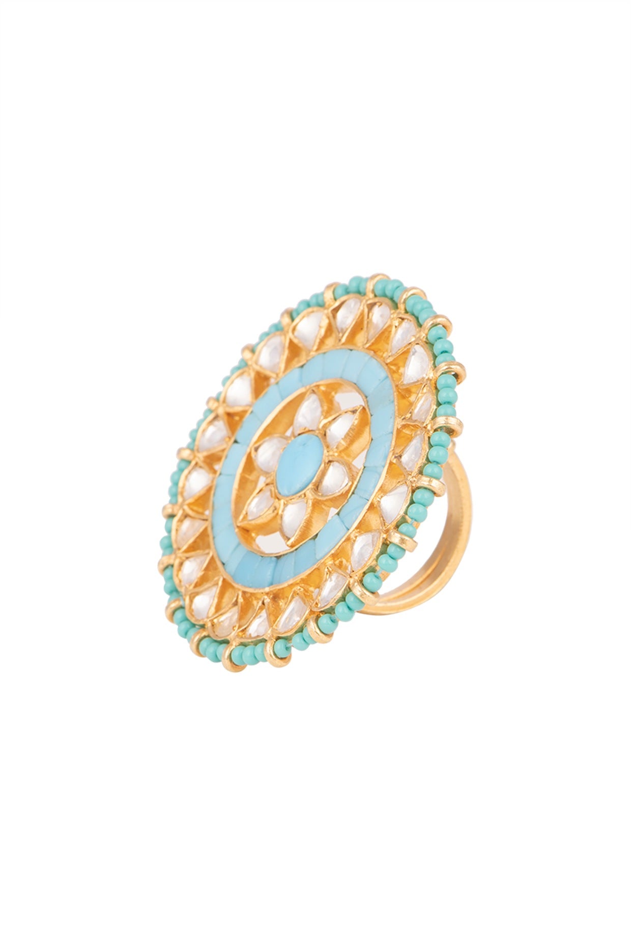 Gold Plated Turquoise Enameled Ring