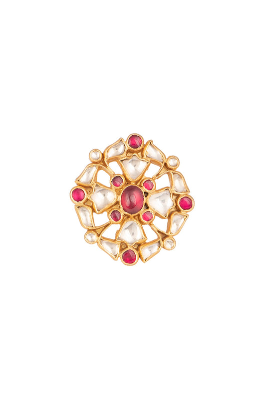 Gold Plated Ring With Red Onyx