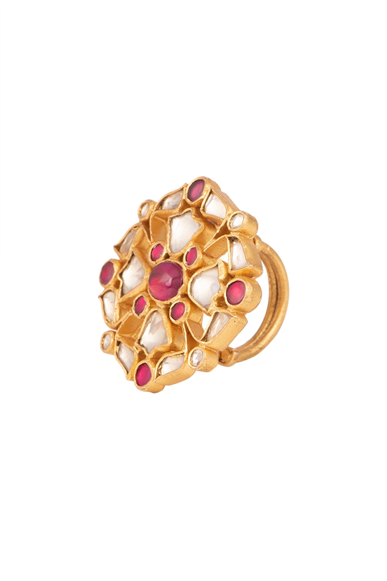 Gold Plated Ring With Red Onyx