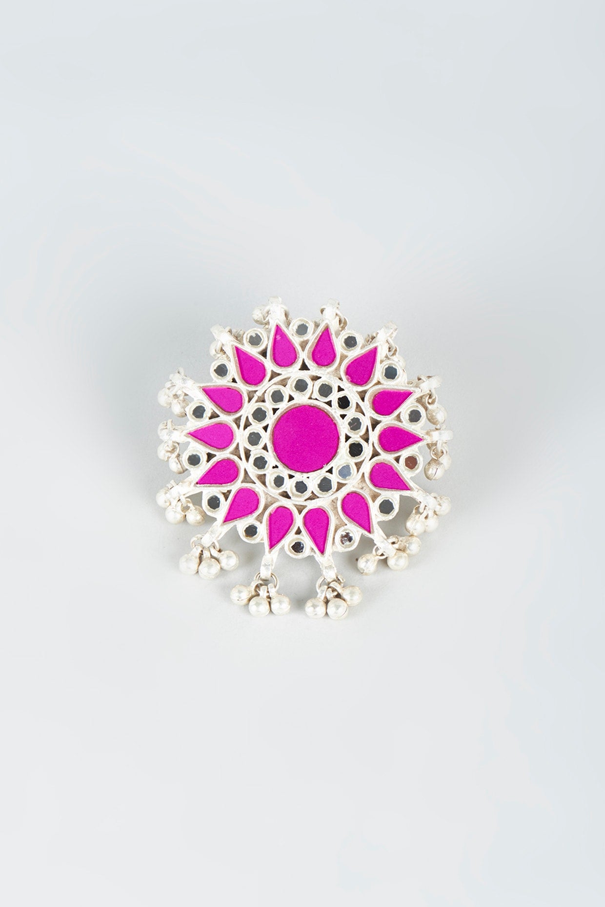 White Finish Ring With Kundan