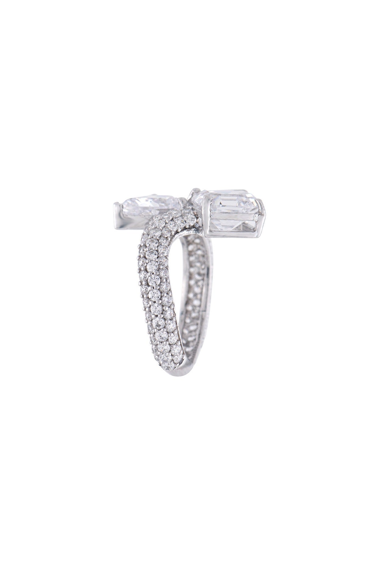 White Finish Swarovski Zirconia Ring In Sterling Silver