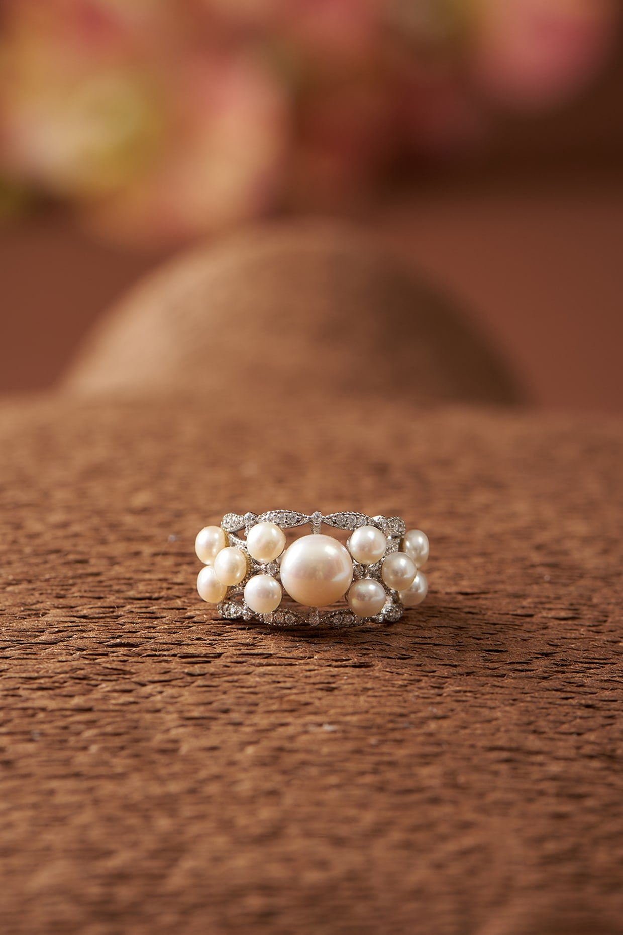 White Finish Pearl Ring In Sterling Silver