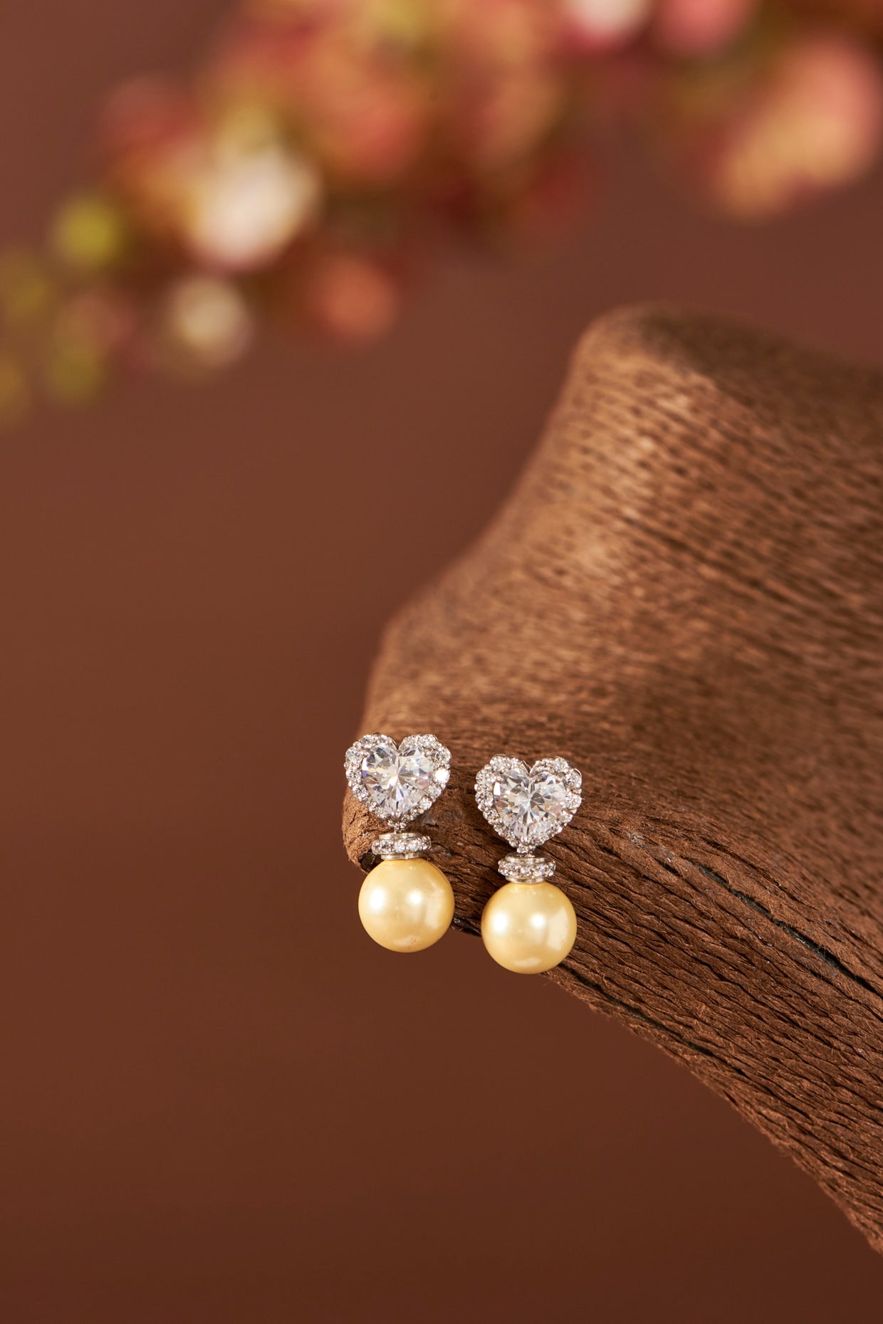 White Finish Zircon & Yellow Freshwater Pearl Dangler Earrings In Sterling Silver