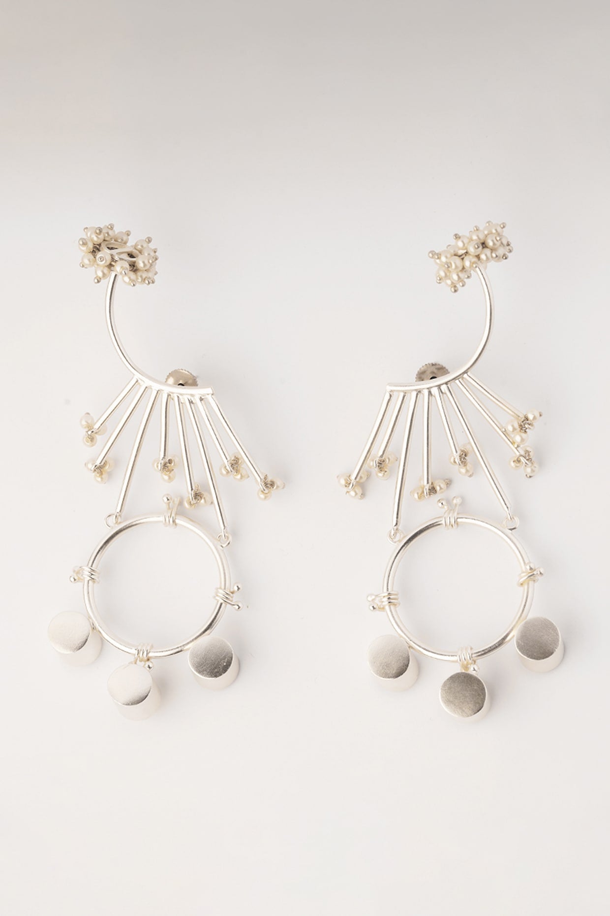 White Finish Pearl Dangler Earrings