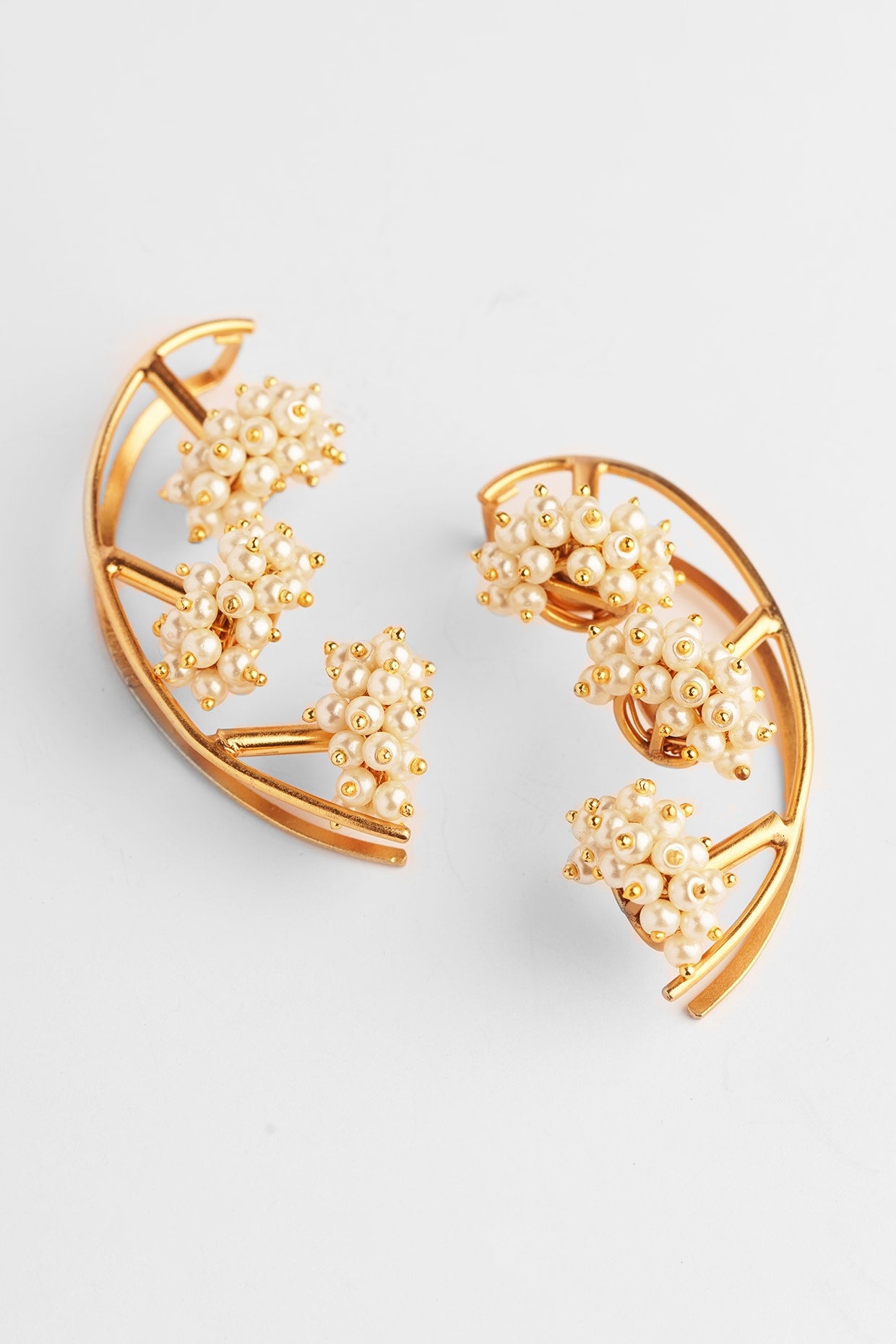 Gold Finish Pearl Ear Cuffs