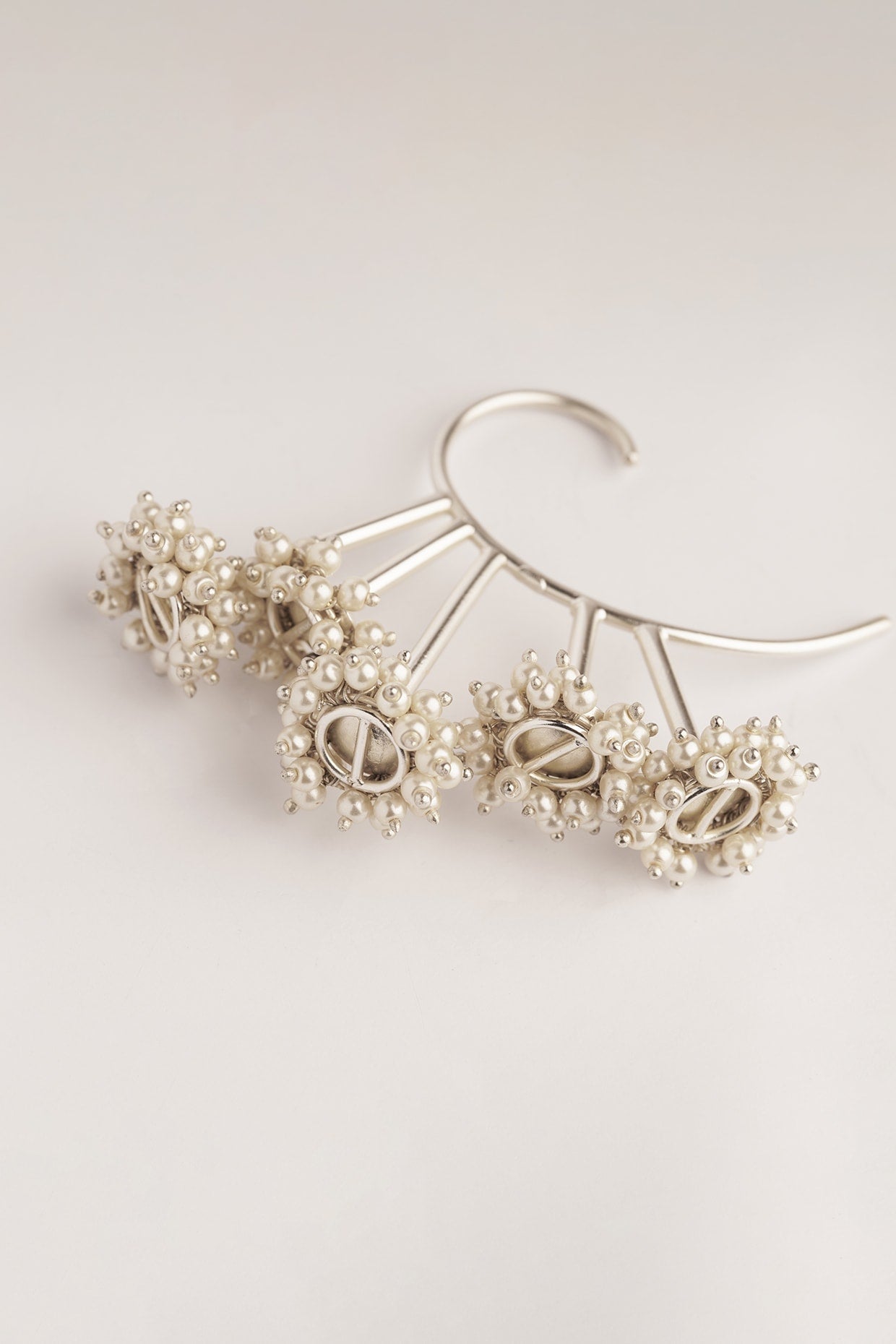 White Finish Pearl Ear Cuffs