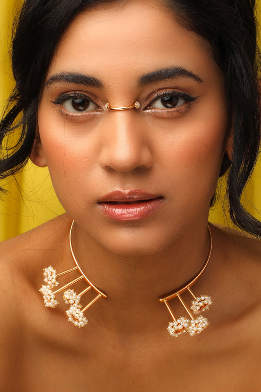 White Finish Pearl Choker Necklace