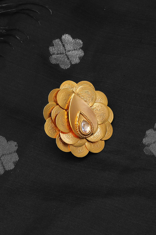 Gold Plated Coin & Pearl Temple Peacock Ring