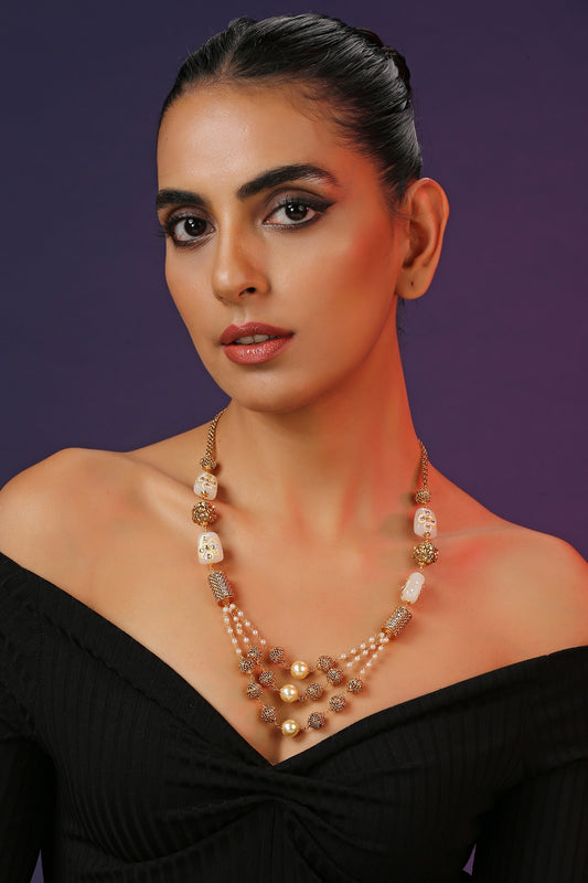 Gold Finish Kundan Polki Necklace