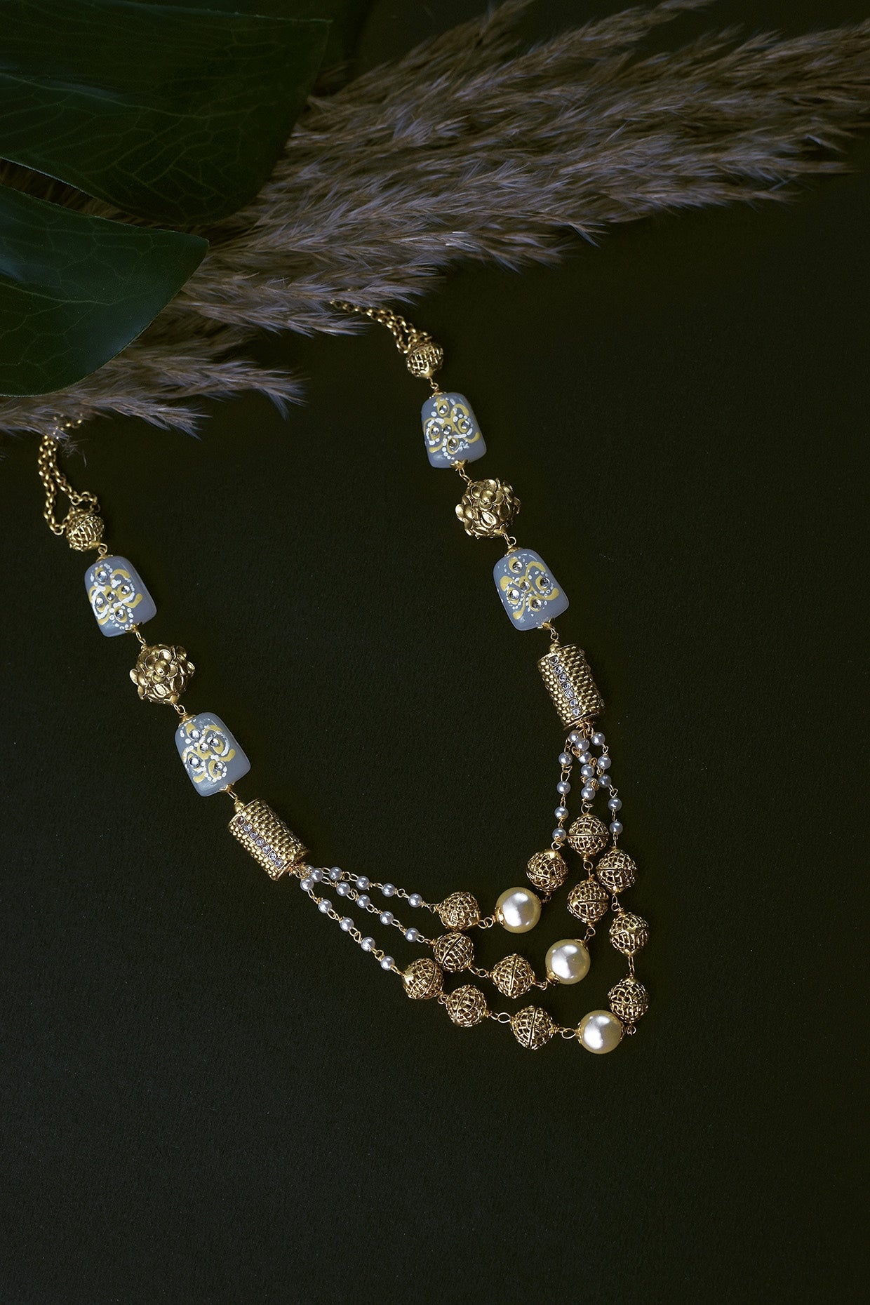 Gold Finish Kundan Polki Necklace