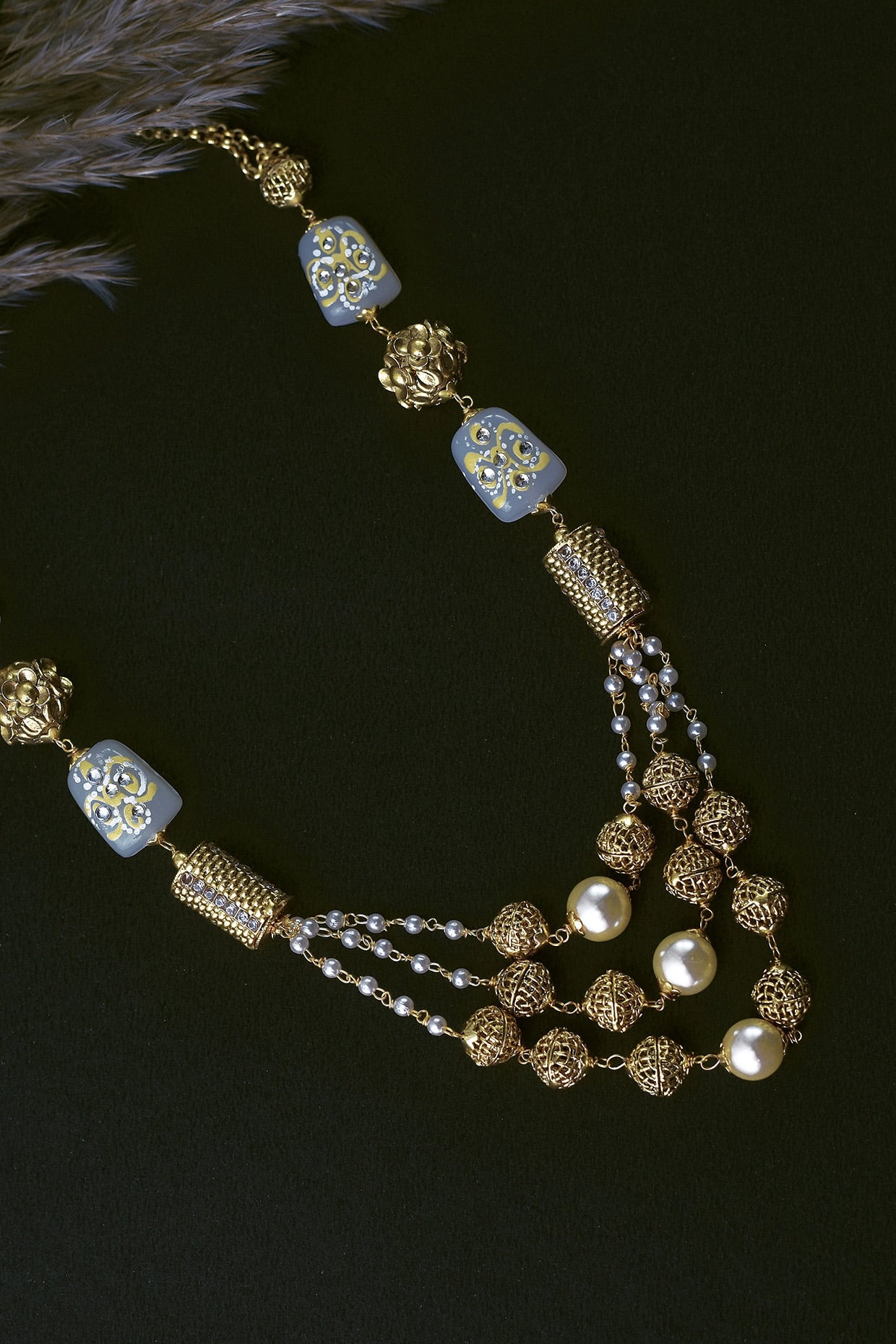 Gold Finish Kundan Polki Necklace