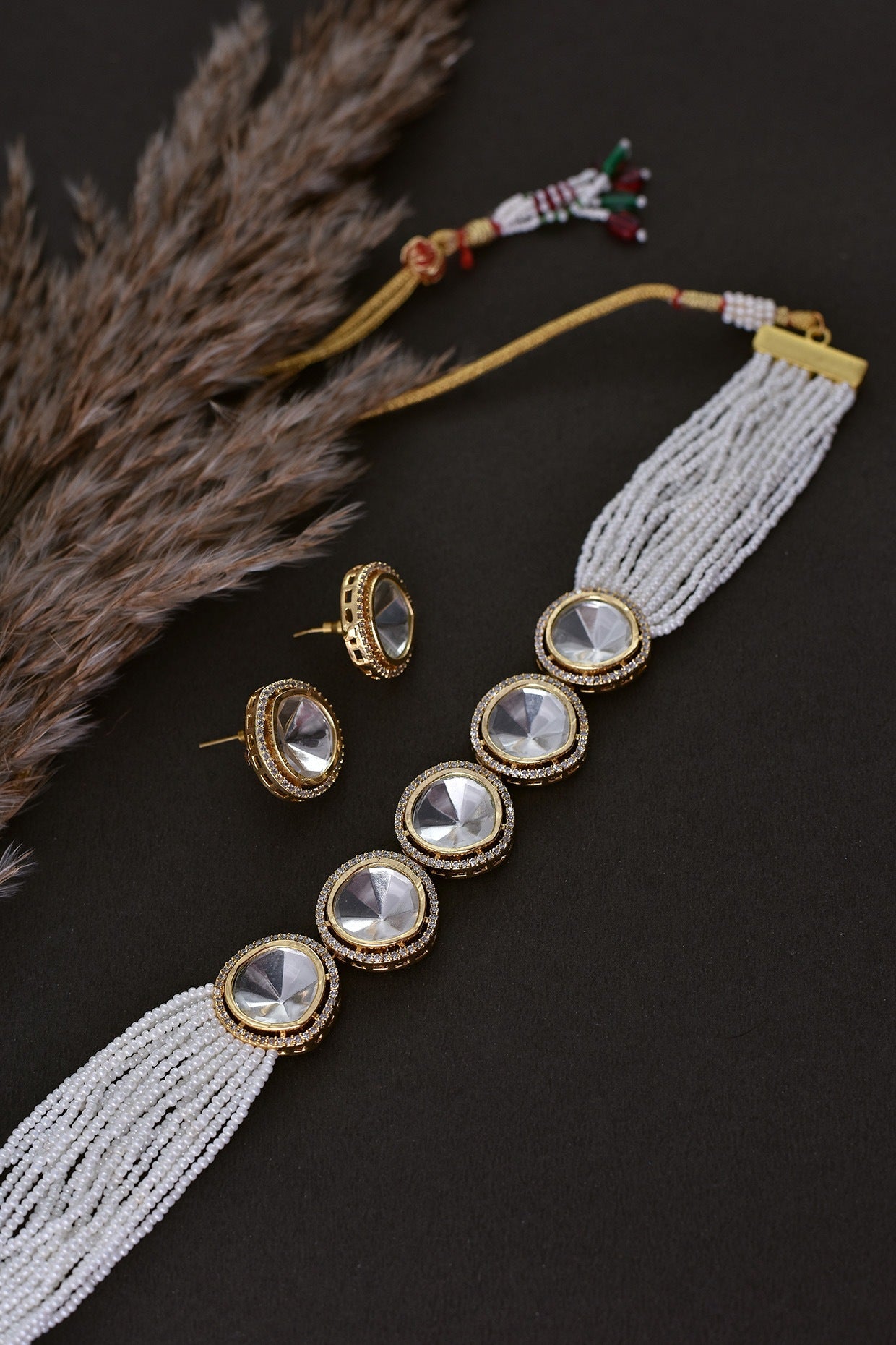 Two-Tone Finish Kundan Polki Choker Necklace Set