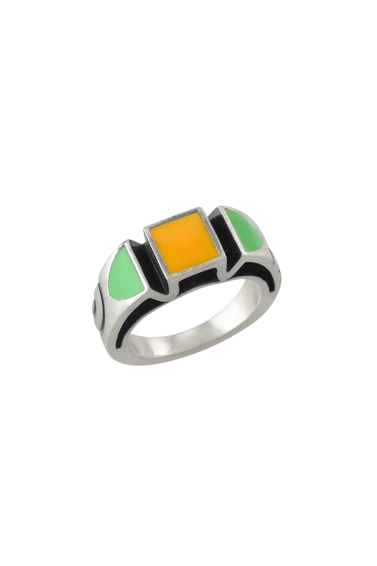 White Finish Handcrafted Enameled Ring