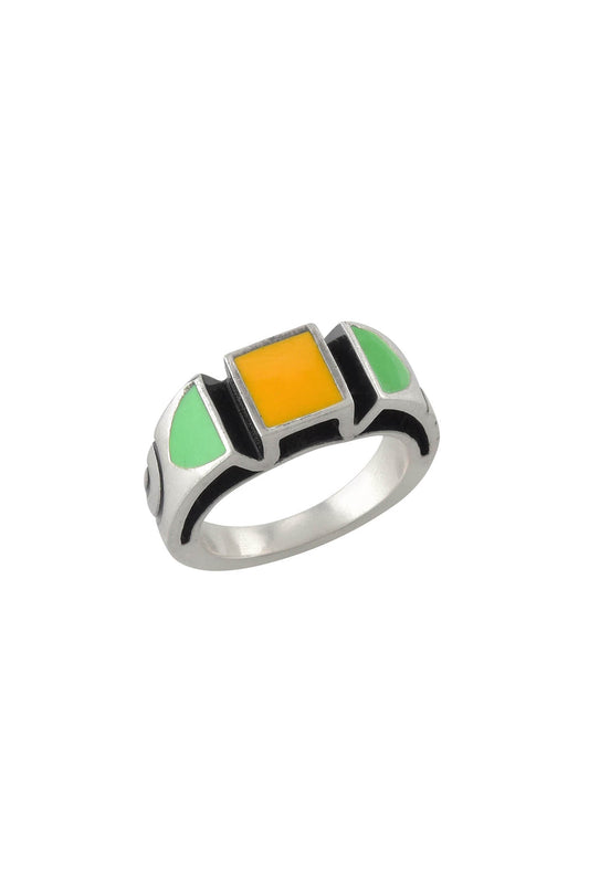 White Finish Handcrafted Enameled Ring