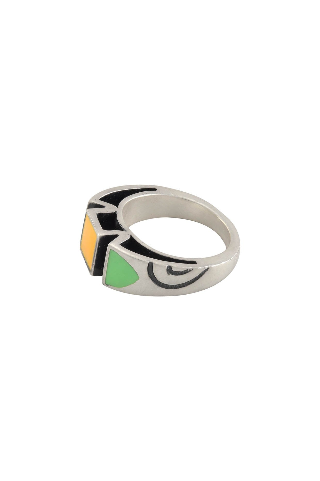 White Finish Handcrafted Enameled Ring