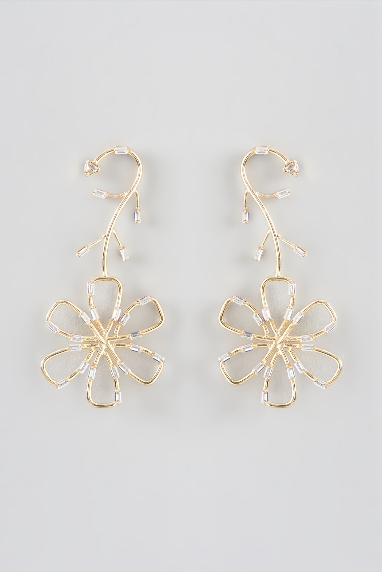 Gold Finish Floral Dangler Earrings