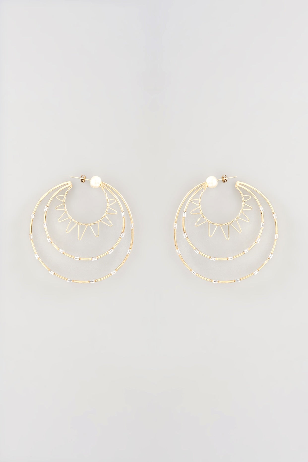 Gold Finish Pearl Hoop Earrings