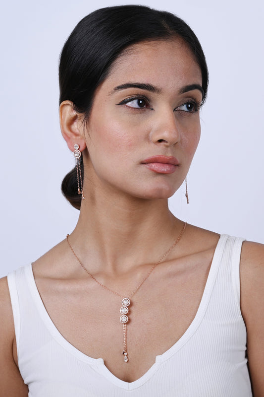 White Zircon Circlet Necklace Set In Sterling Silver