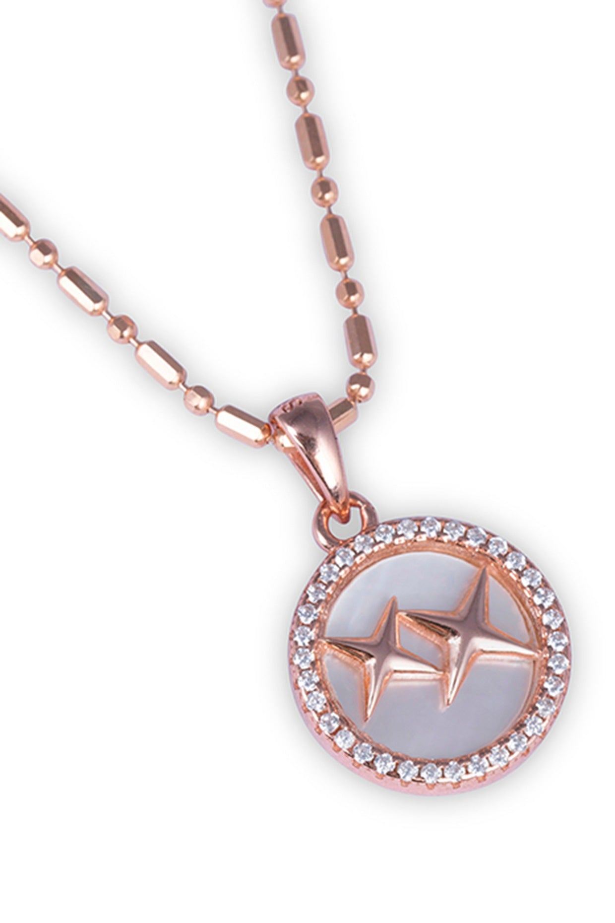 White Zircon Rosy Radiance Pendant Necklace Set In Sterling Silver