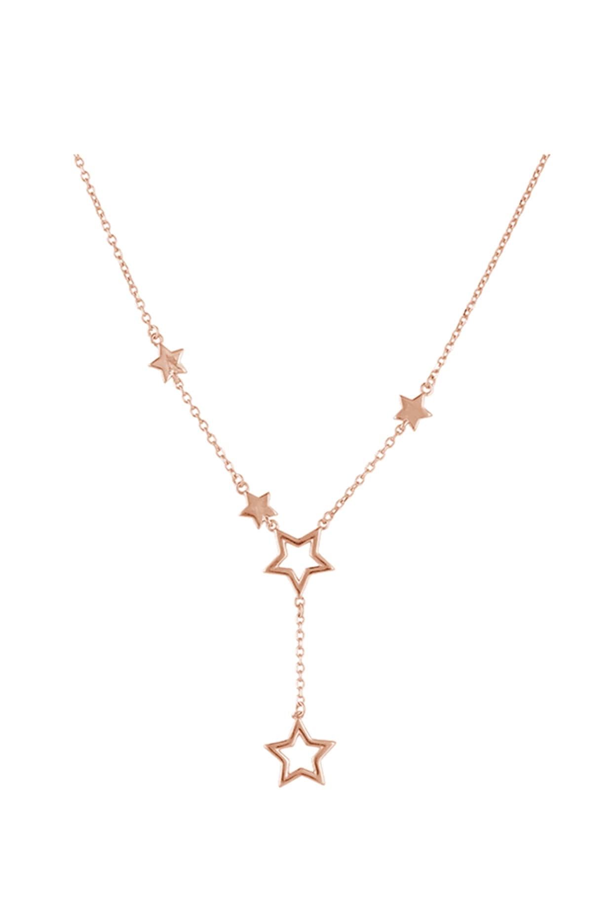 Rose Gold Zircon Star Charm Necklace In Sterling Silver