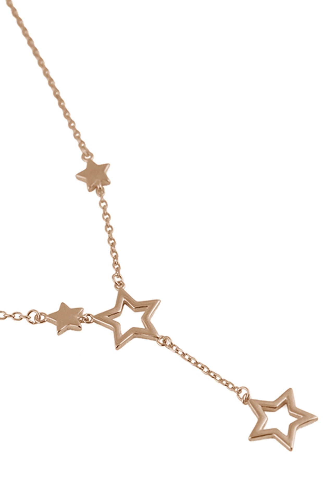 Rose Gold Zircon Star Charm Necklace In Sterling Silver