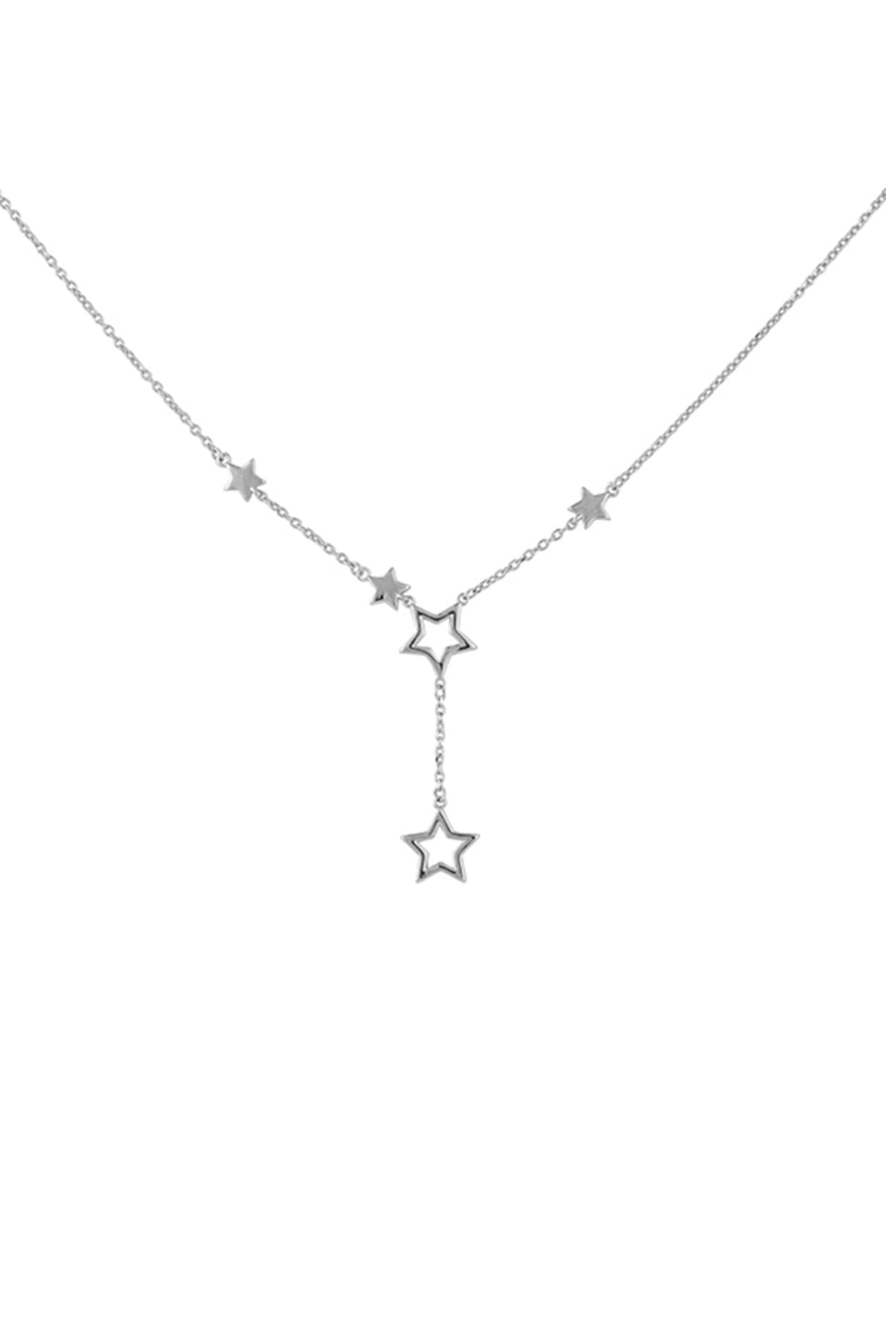 Silver Zircon Star Charm Necklace In Sterling Silver