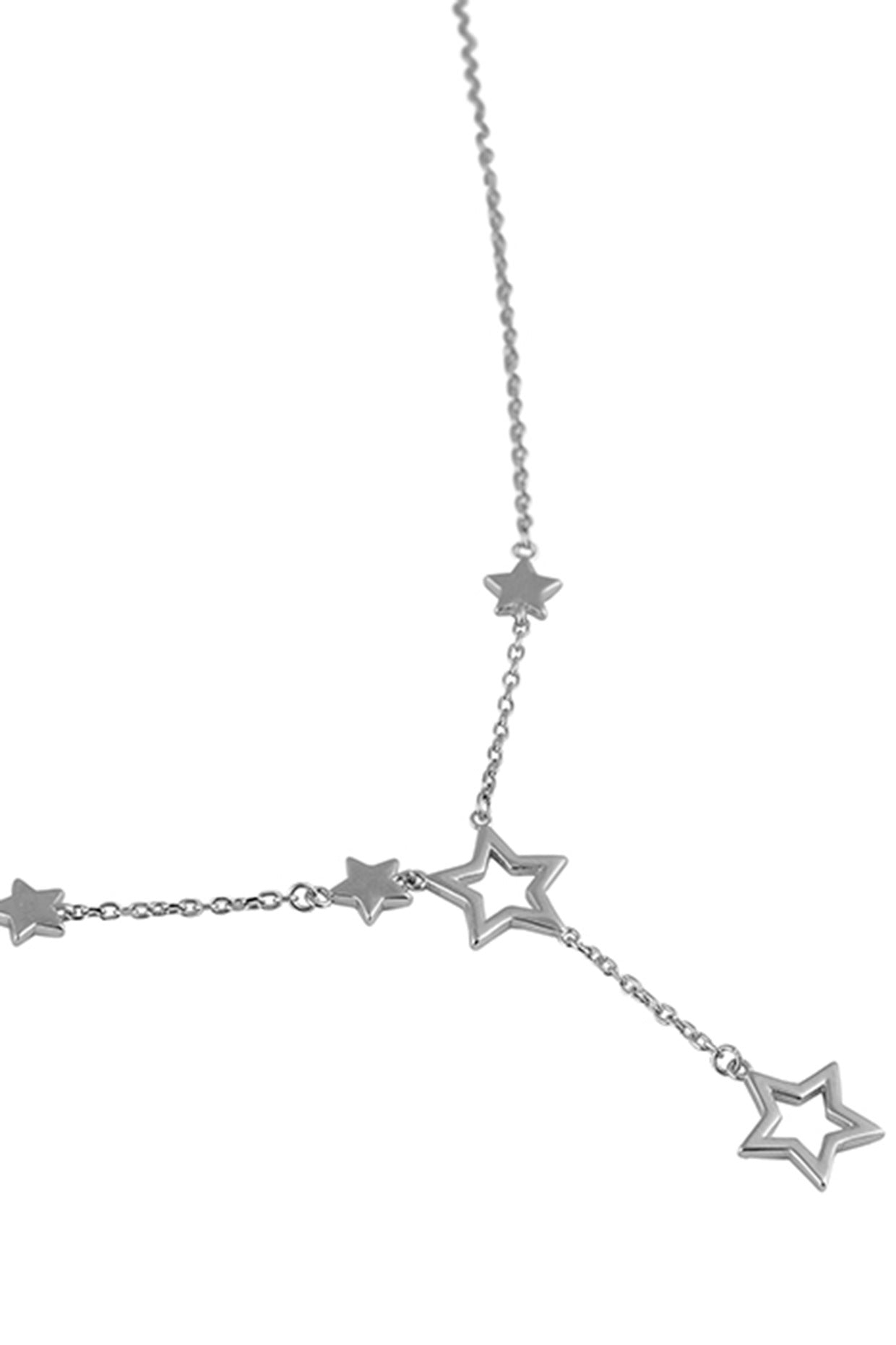 Silver Zircon Star Charm Necklace In Sterling Silver