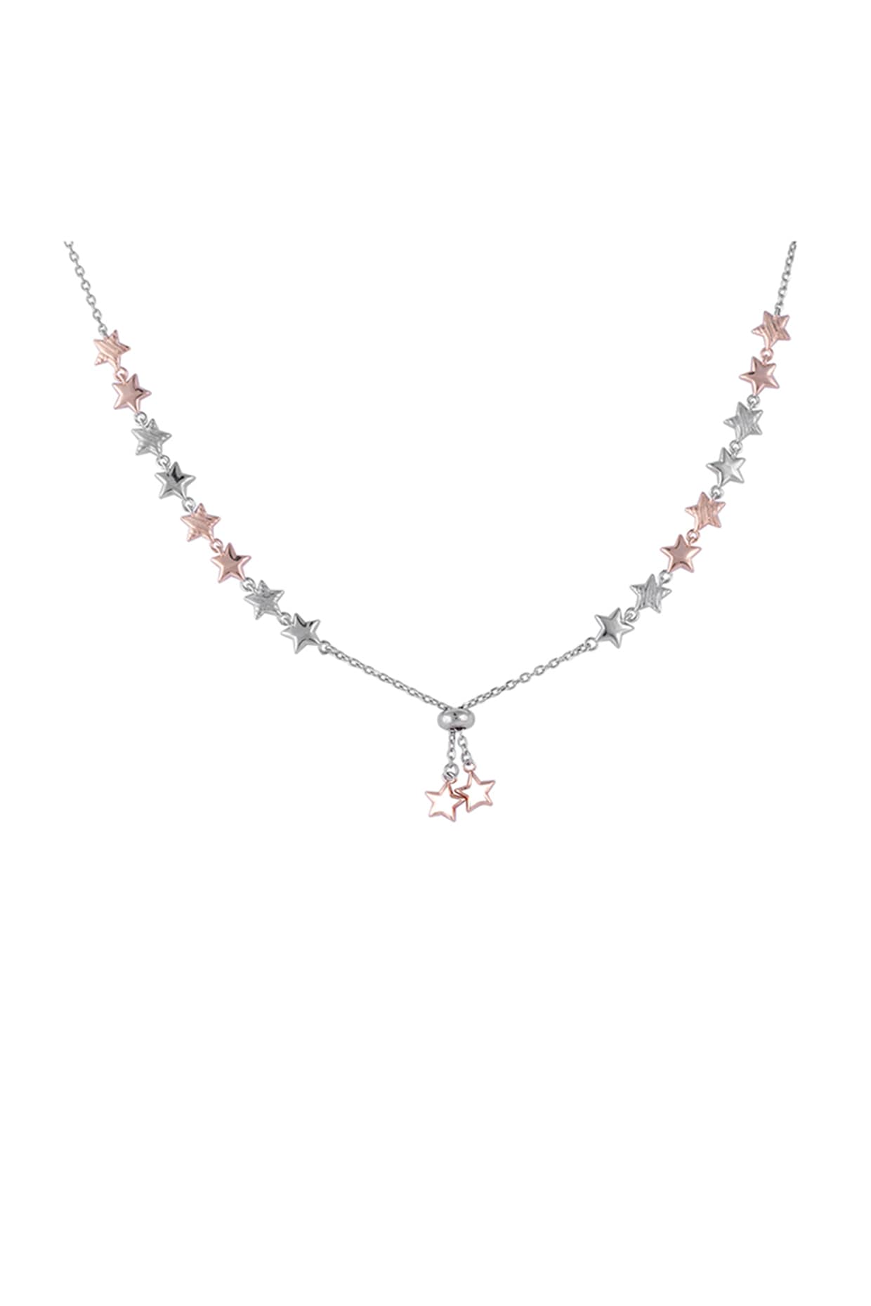 White Zircon Starry Cascade Necklace In Sterling Silver