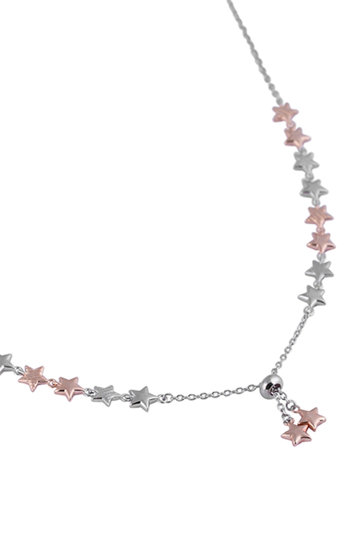 White Zircon Starry Cascade Necklace In Sterling Silver