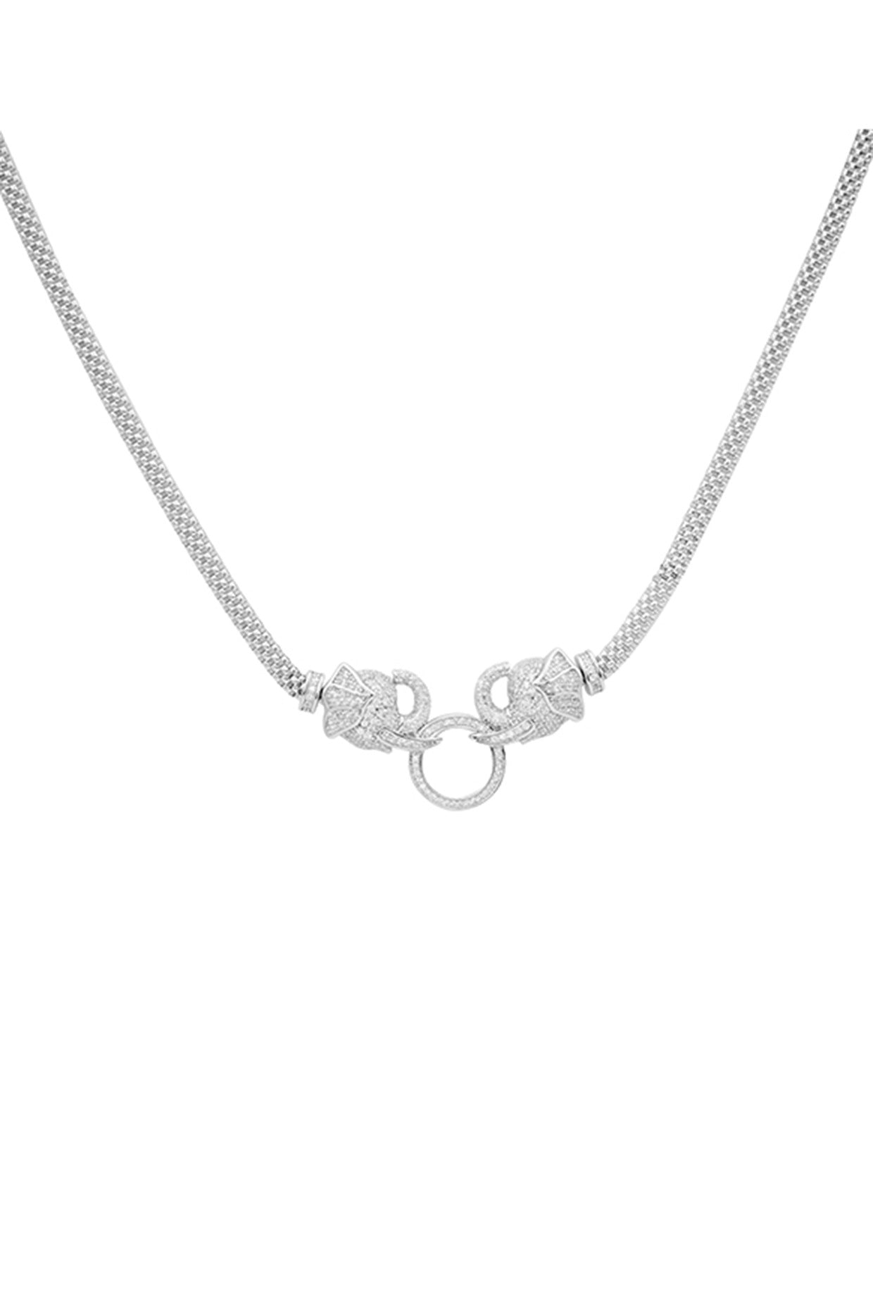 White Zircon Artisanal Knots Necklace In Sterling Silver