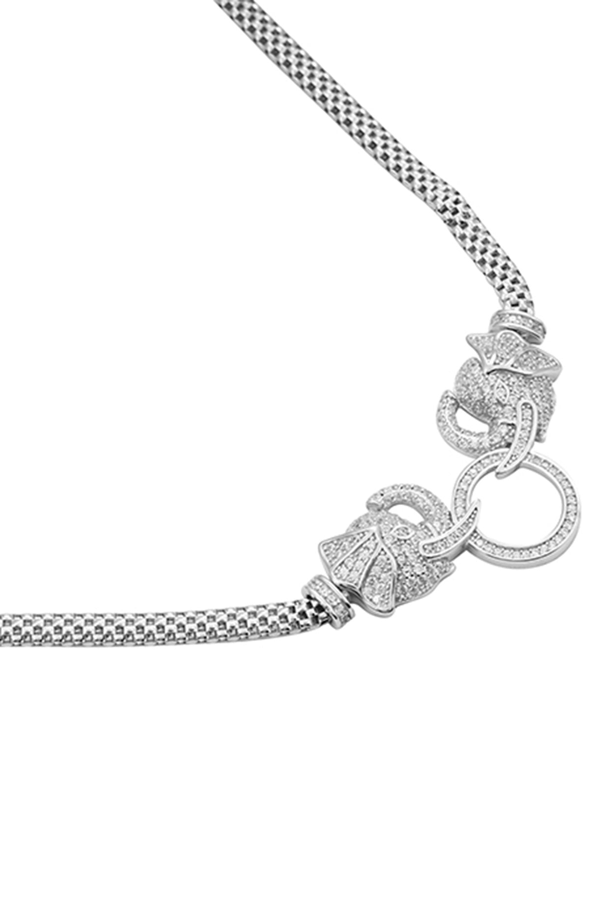 White Zircon Artisanal Knots Necklace In Sterling Silver