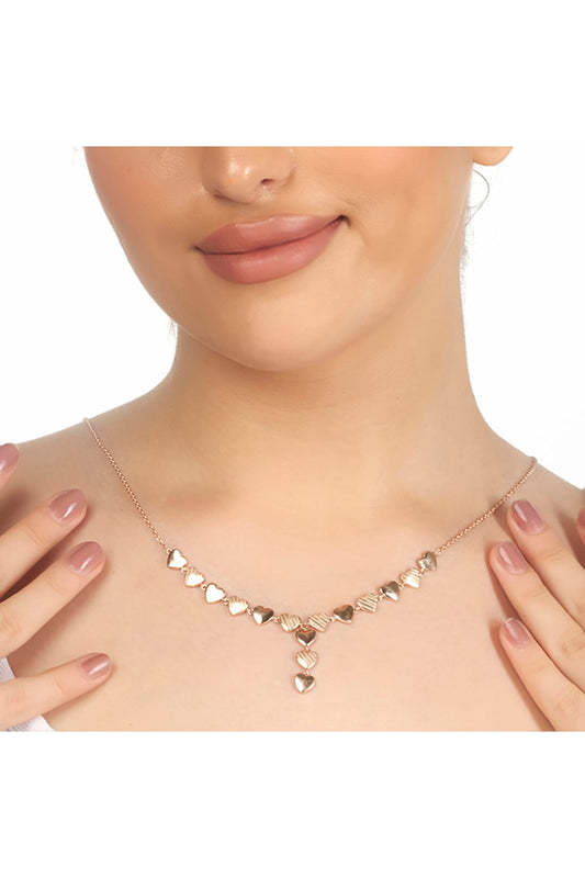 Rose Gold Zircon Love Affair Necklace In Sterling Silver