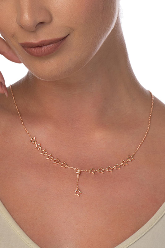 Rose Gold Zircon Stellar Necklace In Sterling Silver