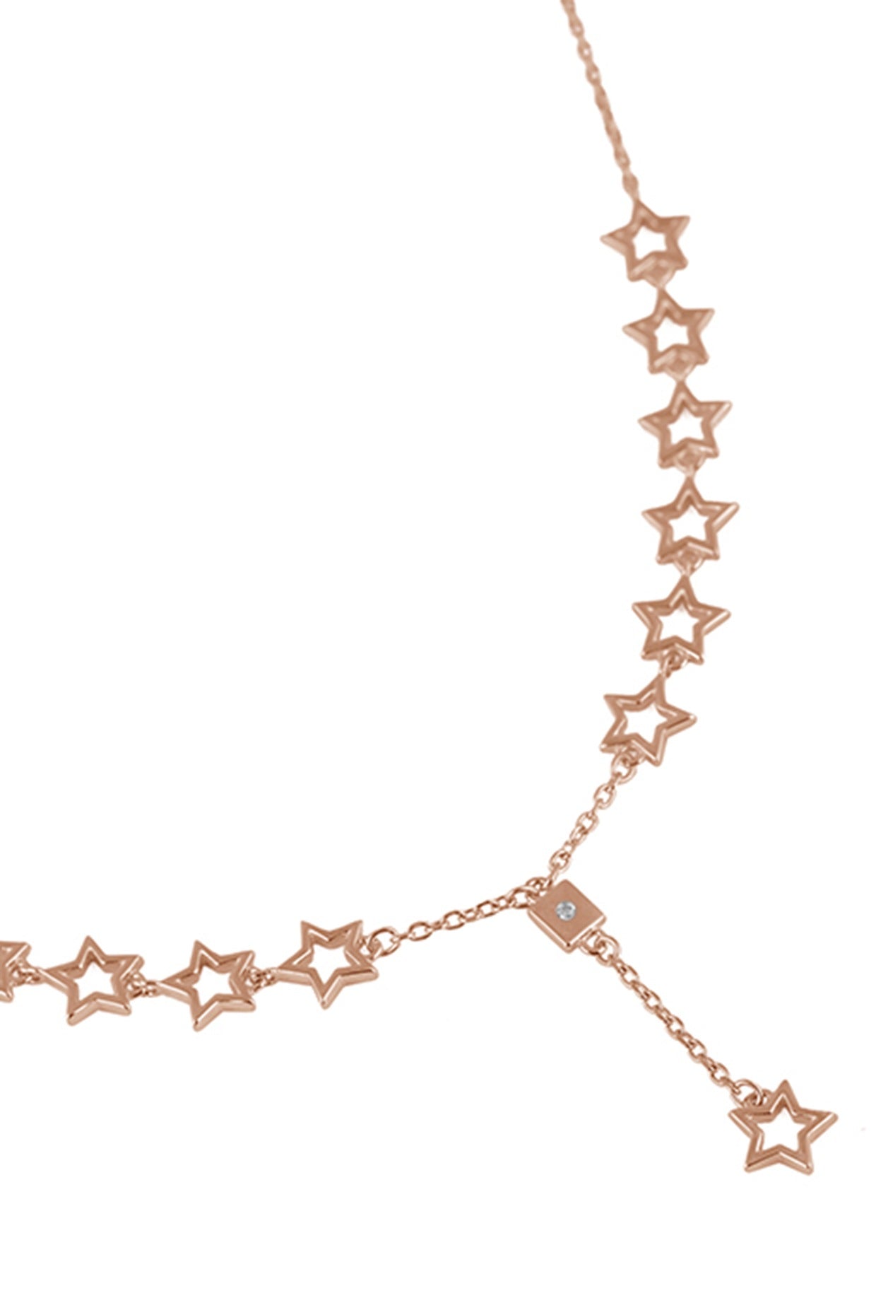 Rose Gold Zircon Stellar Necklace In Sterling Silver