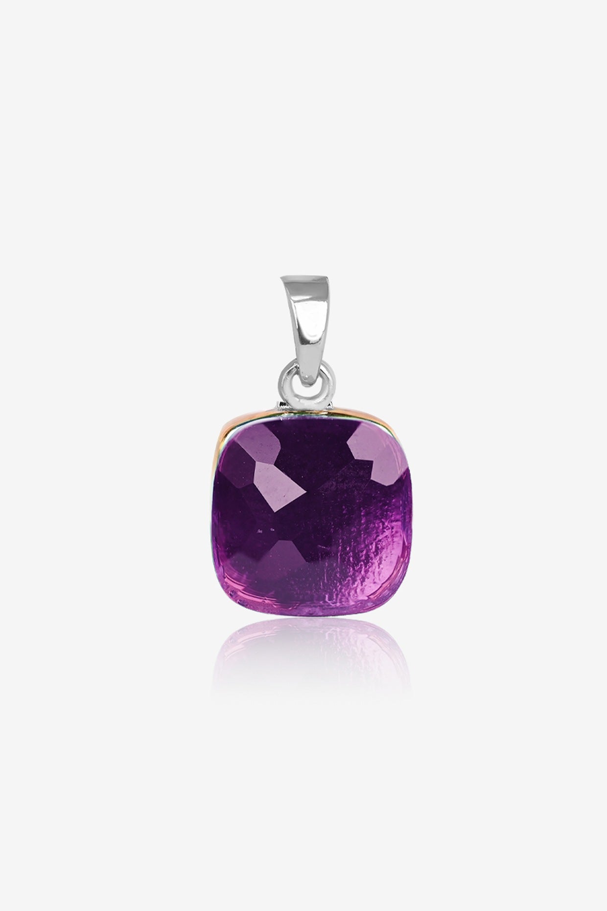 Rose Gold Finish Purple Stone & Zircon Pendant Set In Sterling Silver