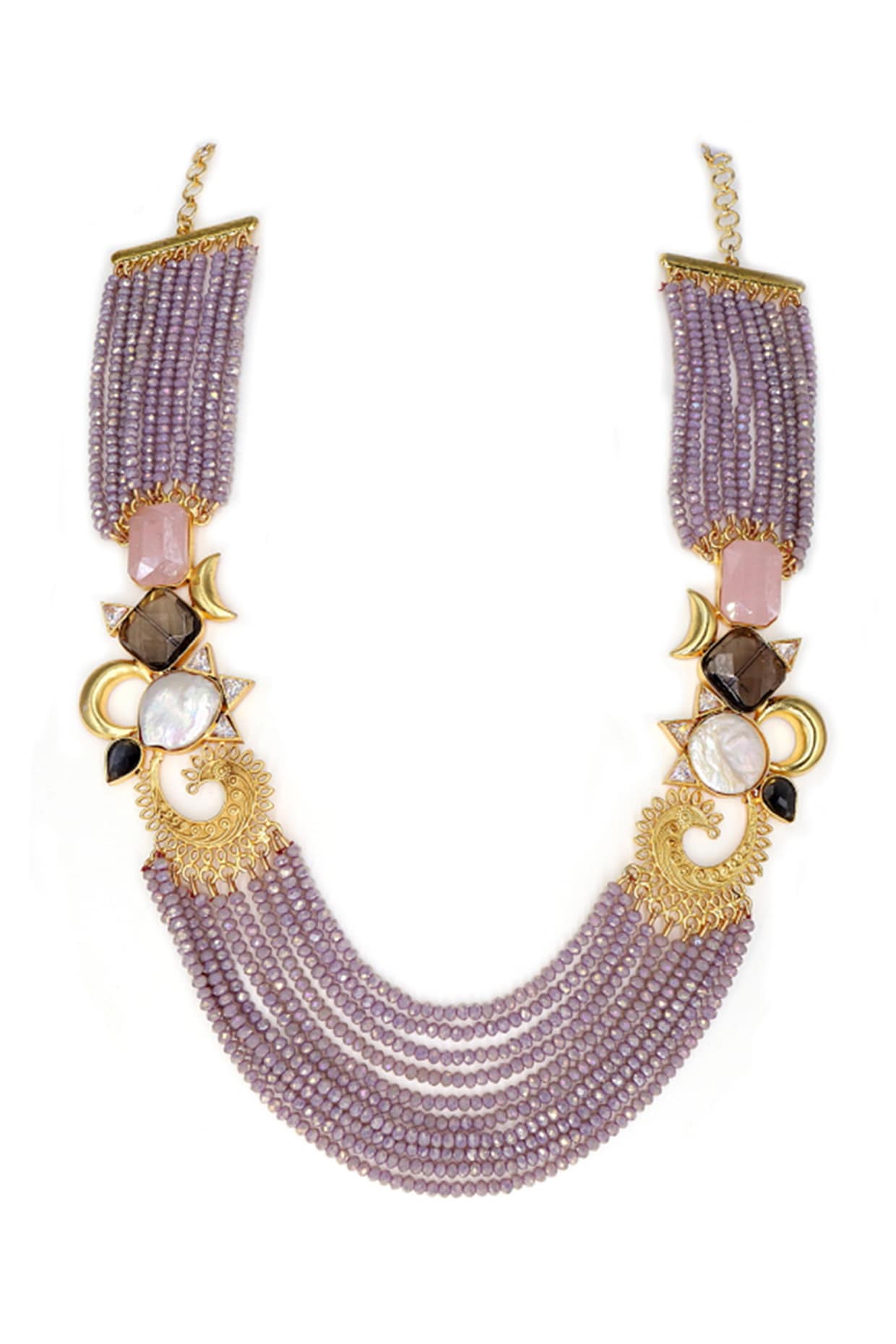 Gold Finish Crystal Beaded Necklace