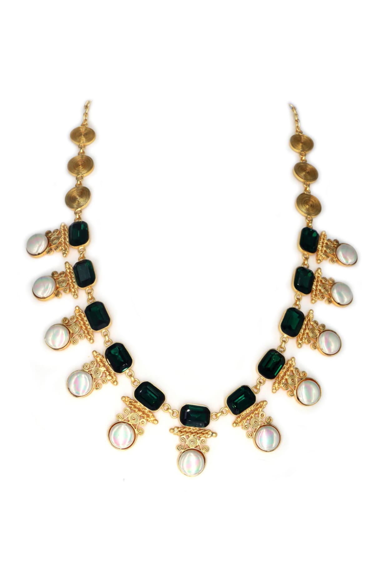 Gold Finish Swarovski Crystal & Pearl Necklace