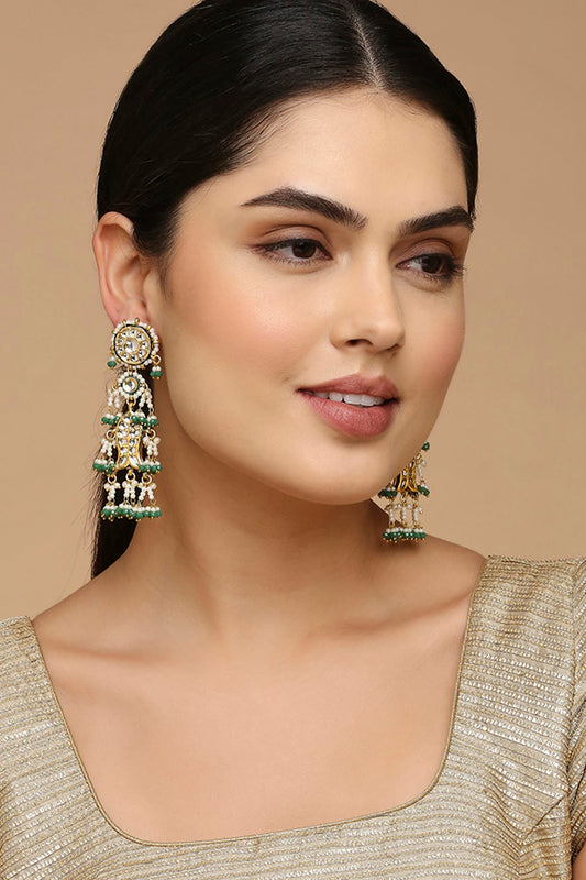 Gold Finish Kundan Polki Earrings