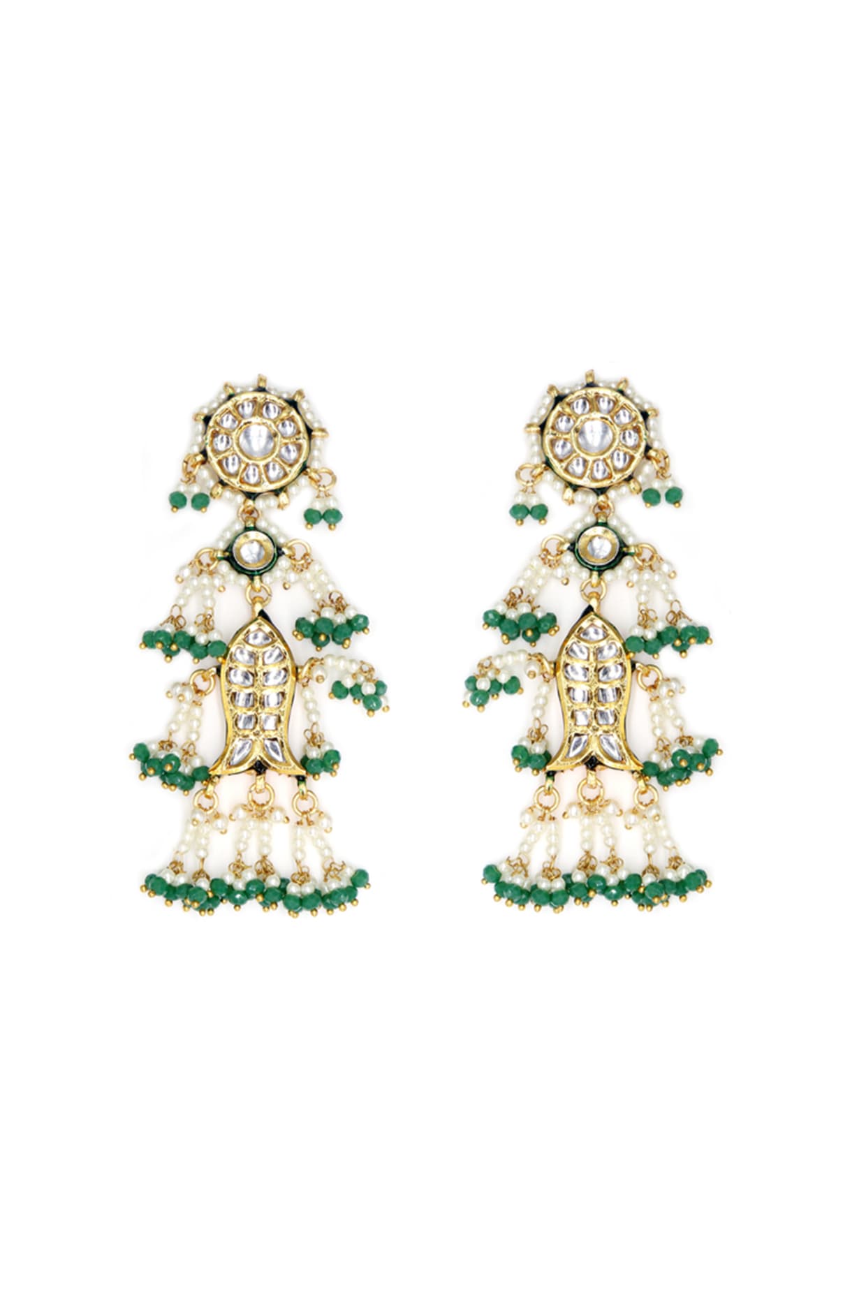 Gold Finish Kundan Polki Earrings