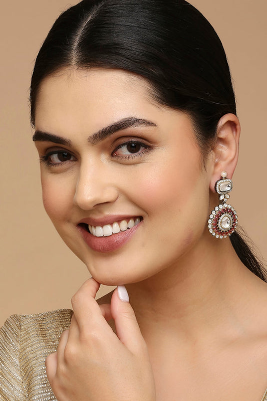 Two Tone Finish Kundan Polki Earrings