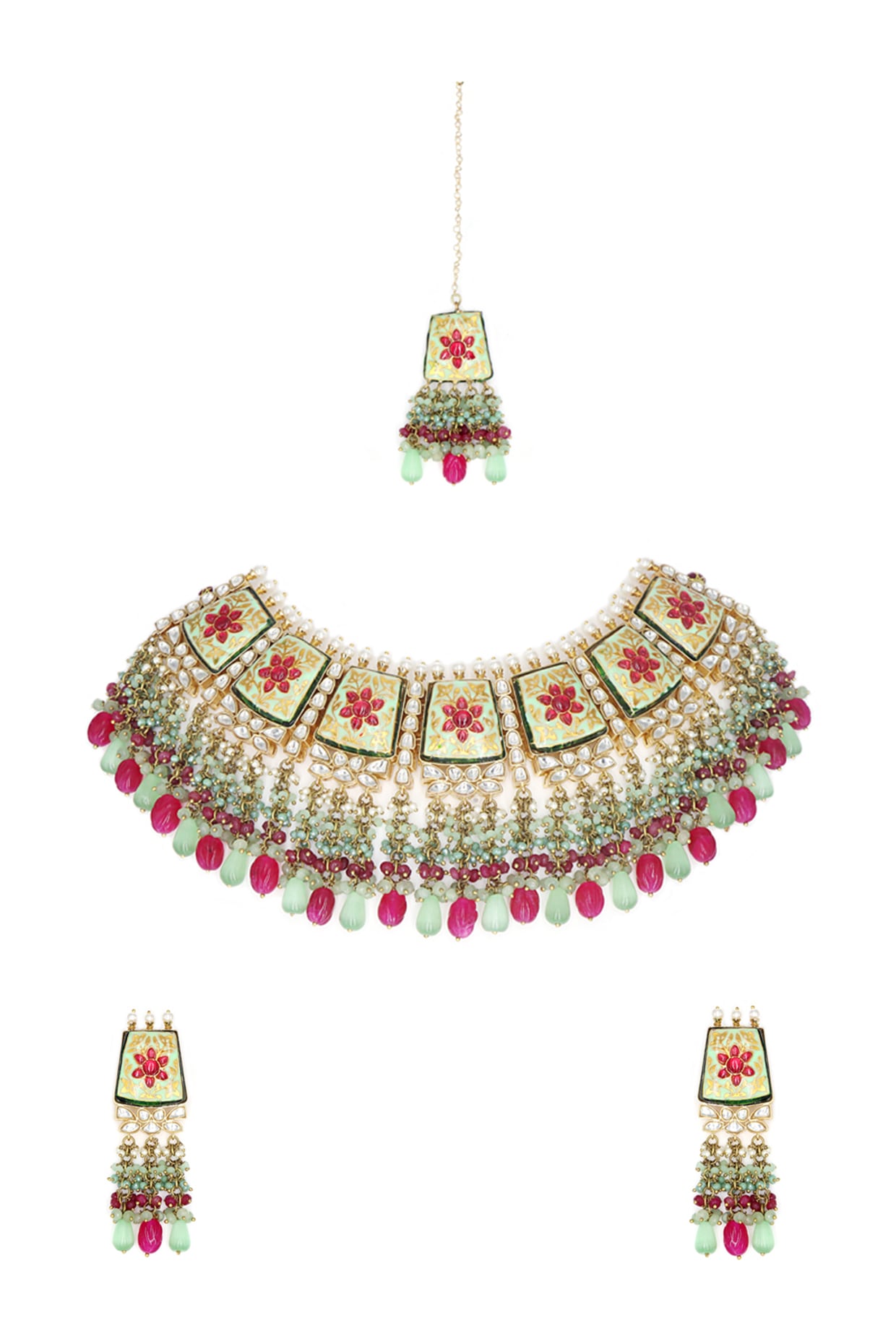 Two Tone Finish Kundan Necklace Set