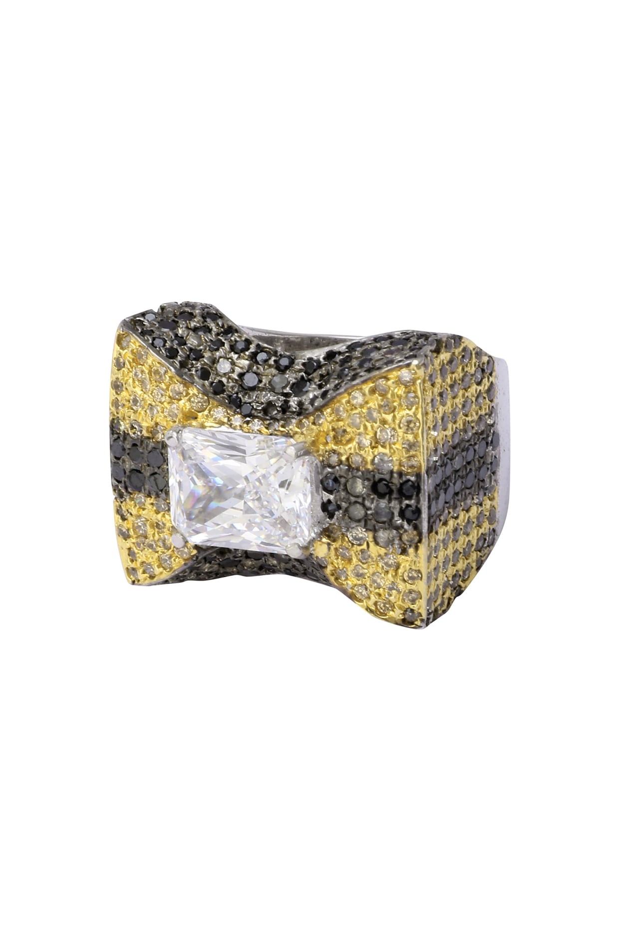 Rhodium and Gold Dual Finish Zircon and Swarovski Ring