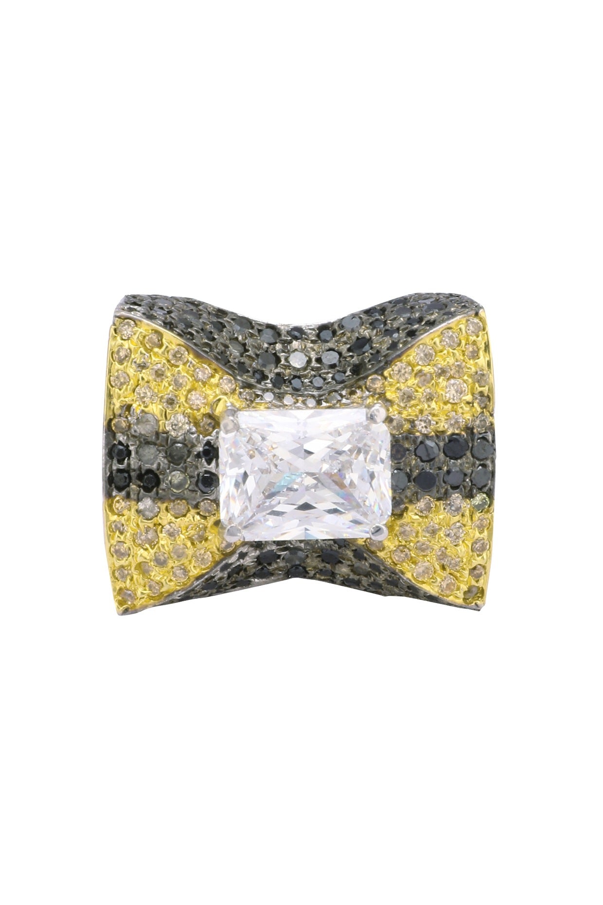 Rhodium and Gold Dual Finish Zircon and Swarovski Ring