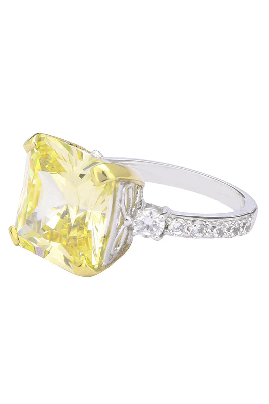 Rhodium and Gold Dual Finish Yellow and White Zircons Ring