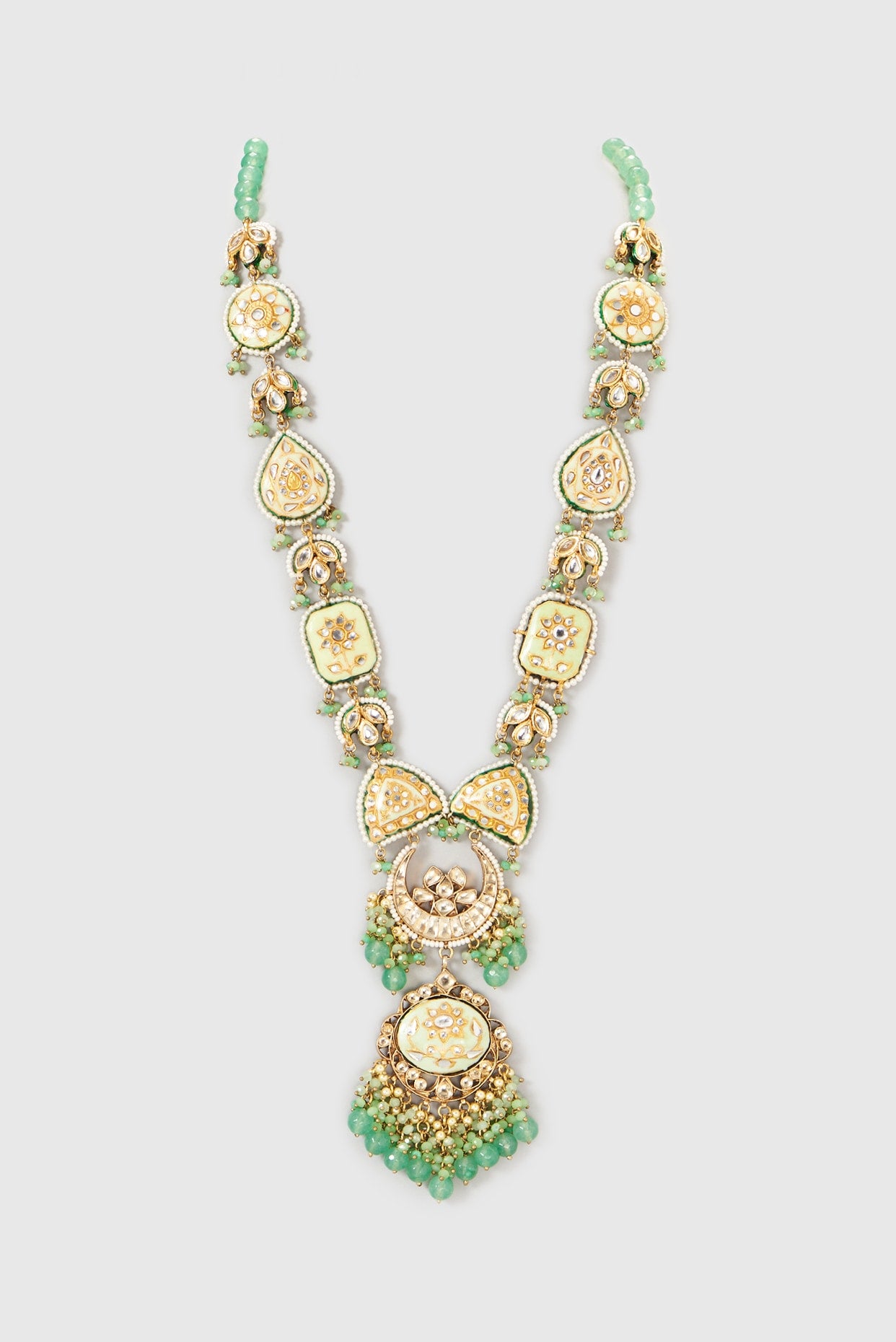 Gold Plated Semi-Precious Stone Meenakari Long Necklace