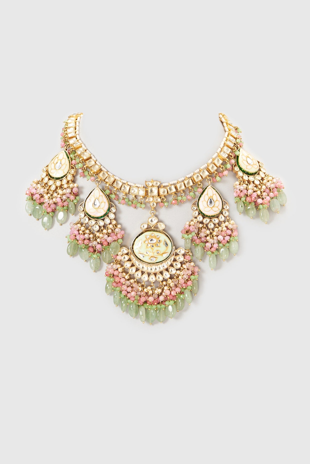 Gold Plated Semi-Precious Stone Meenakari Choker Necklace