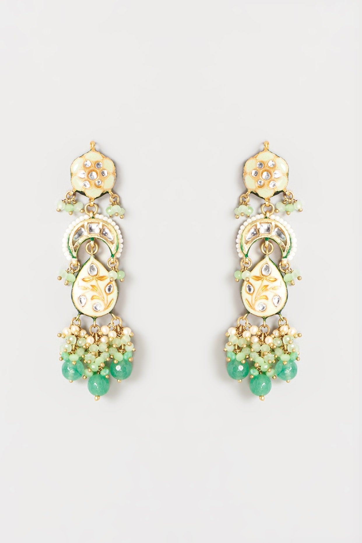 Gold Plated Semi-Precious Stone Meenakari Enameled Dangler Earrings